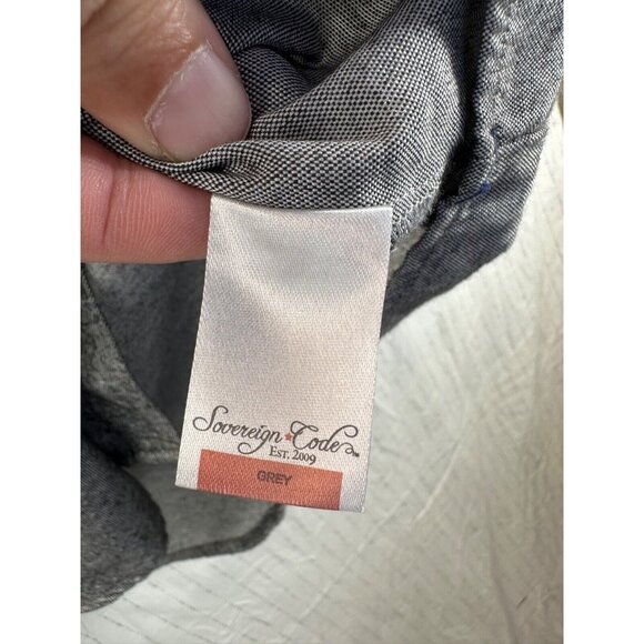 Sovereign Code Men Button Shirt Sz XL Gray Chambray Modern City BizCasual Preppy - Picture 8 of 11
